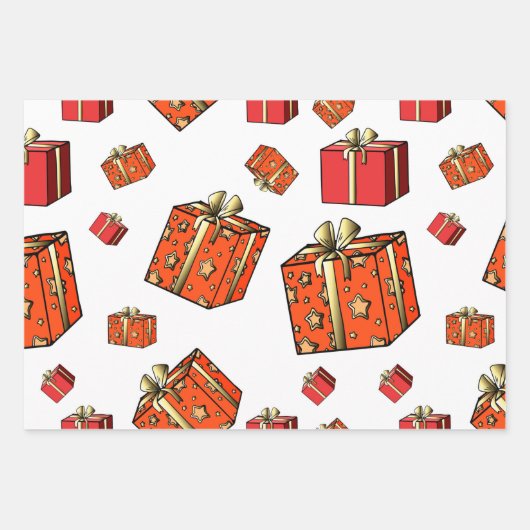 Orange Christmas Wrapping Paper Sheet Geschenkpapier Set (Vorderseite 3)