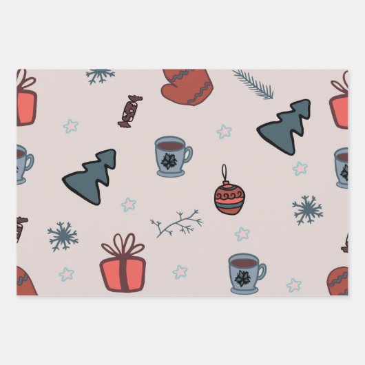 Orange Christmas Wrapping Paper Sheet Geschenkpapier Set (Vorderseite)