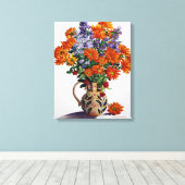 Orange Chrysanthemas Leinwanddruck (Insitu (Holzboden))