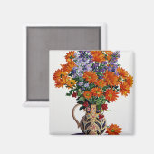 Orange Chrysanthemas Magnet (Vorderseite/Rückseite)