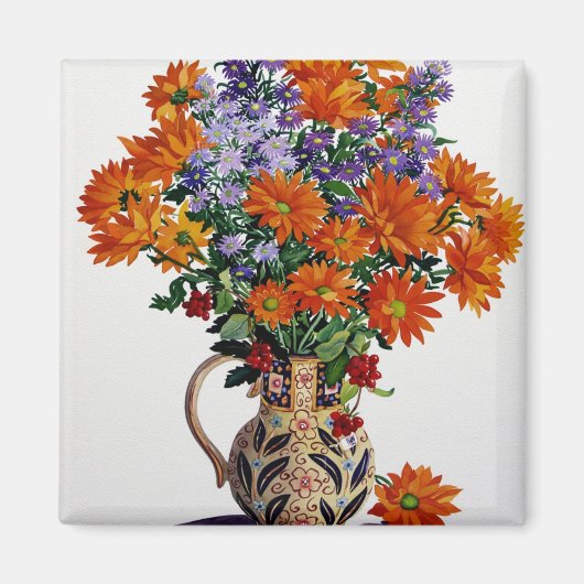 Orange Chrysanthemas Magnet (Vorne)