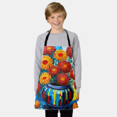 Orange Chrysanthemen in Vase Schürze (Getragen)