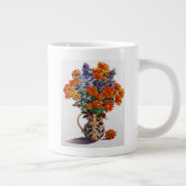 Orange Chrysanthemen Jumbo-Tasse (Rechts)