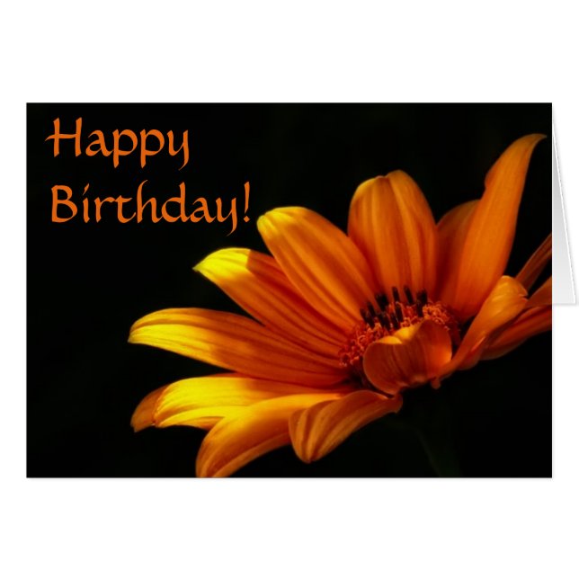 Orange Chrysanthemum Birthday Card (Vorderseite (Horizontal))