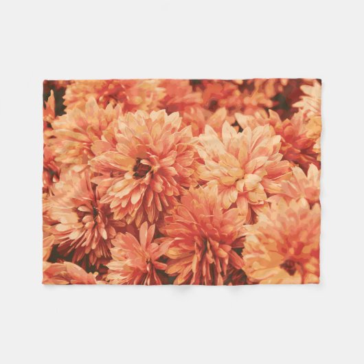 Orange Chrysanthemum Blanket Fleecedecke (Vorderseite (Horizontal))