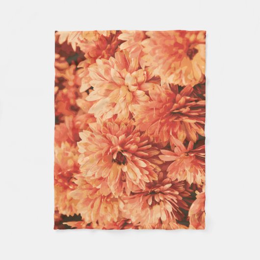 Orange Chrysanthemum Blanket Fleecedecke (Vorderseite)