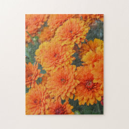 Orange Chrysanthemum Flower Garden Art Puzzle