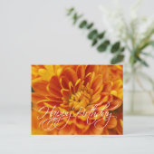 Orange Chrysanthemum Happy Birthday Postkarte (Stehend Vorderseite)