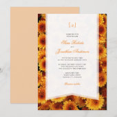 Orange Chrysanthemums Monogram Wedding Einladung (Vorne/Hinten)
