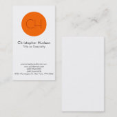 Orange Circle White Monogram Business Card Visitenkarte (Vorne/Hinten)
