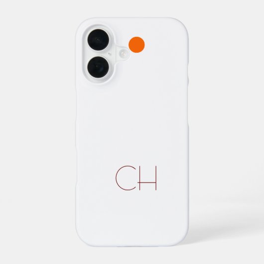 Orange Circle White Monogram iPhone 16 Hülle (Rückseite)