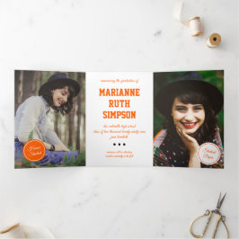 Orange Circles 5-Foto-Abschluss Dreifach Gefaltete Einladung