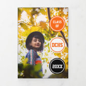 Orange Circles 5-Foto-Abschluss Dreifach Gefaltete Einladung (Cover)