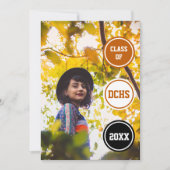 Orange Circles Foto Abschluss Einladung (Vorderseite)