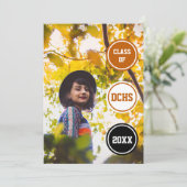 Orange Circles Foto Abschluss Einladung (Stehend Vorderseite)