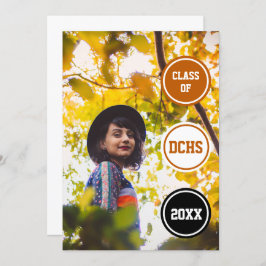 Orange Circles Foto Abschluss Einladung