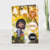 Orange Circles Foto Abschluss Einladung (Vorderseite)