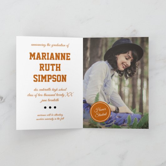 Orange Circles Foto Abschluss Einladung (Innenseite)