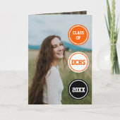 Orange Circles Foto Abschluss Einladung (Vorderseite)