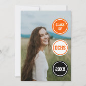 Orange Circles Foto Abschluss Einladung (Vorderseite)