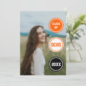 Orange Circles Foto Abschluss Einladung (Stehend Vorderseite)