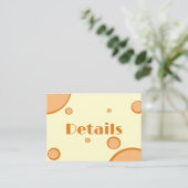 Orange Circles Groovy Retro Wedding Detail Begleitkarte (Stehend Vorderseite)