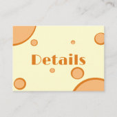 Orange Circles Groovy Retro Wedding Detail Begleitkarte (Vorderseite)