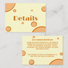 Orange Circles Groovy Retro Wedding Detail Begleitkarte