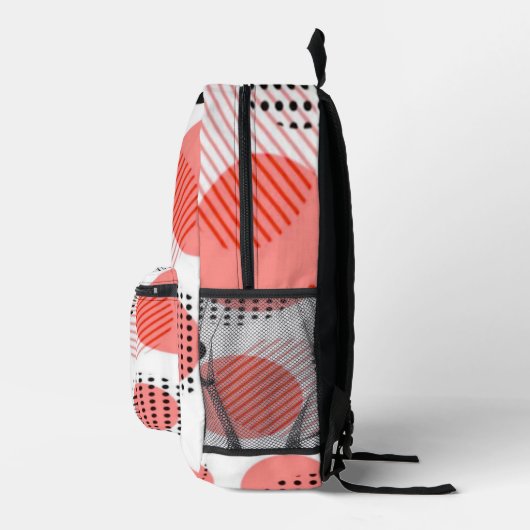 Orange Circles with Black Polka Dots pattern Bedruckter Rucksack (Rechts)