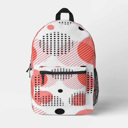 Orange Circles with Black Polka Dots pattern Bedruckter Rucksack (Vorderseite)