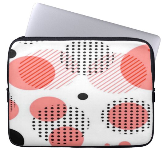 Orange Circles with Black Polka Dots pattern Laptopschutzhülle (Vorderseite)