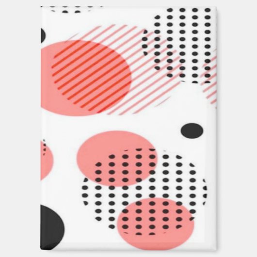 Orange Circles with Black Polka Dots pattern Magnet (Vorderseite)
