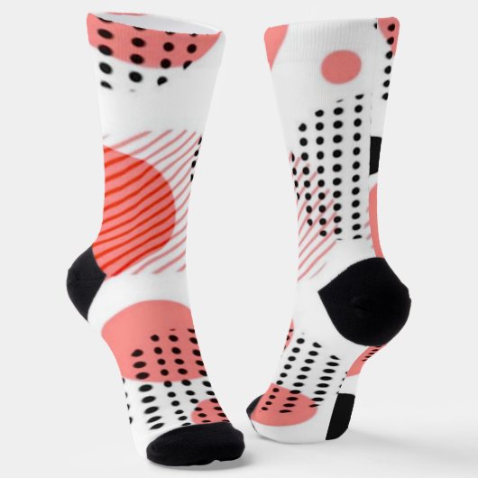 Orange Circles with Black Polka Dots pattern Socken (Gewinkelt)