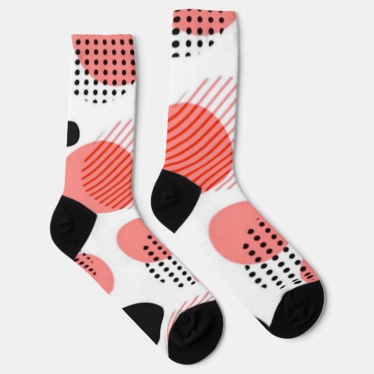 Orange Circles with Black Polka Dots pattern Socken (Rechts)