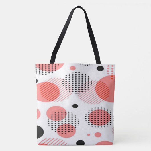 Orange Circles with Black Polka Dots pattern Tasche (Vorderseite)