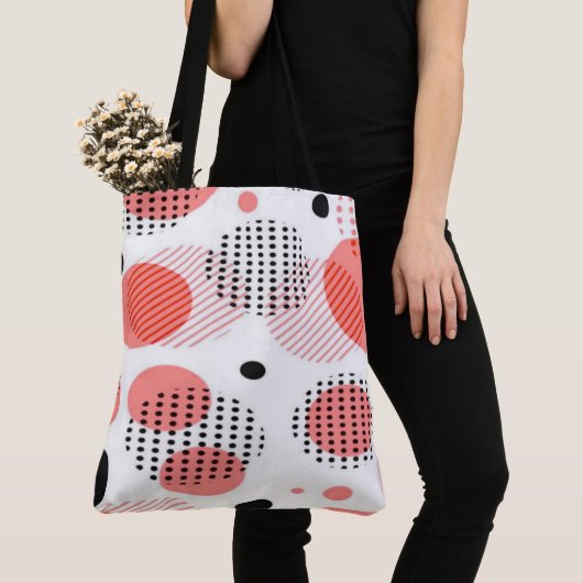 Orange Circles with Black Polka Dots pattern Tasche (Von Nahem)