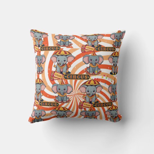Orange Circus Elephant Print Kissen (Rückseite)