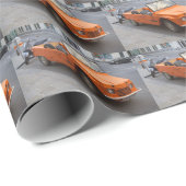 Orange Citroen Mehari Geschenkpapier (Rolleneckpunkt)