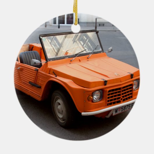 Orange Citroen Mehari Keramik Ornament (Hinten)
