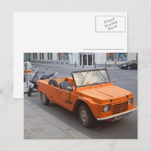 Orange Citroën Mehari Postkarte (Vorne/Hinten)