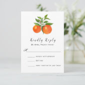 Orange Citrus Aquarell Hochzeit RSVP Karte (Stehend Vorderseite)