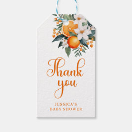 Orange Citrus Baby Dusche Vielen Dank Geschenkanhänger