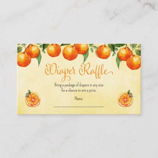 Orange Citrus Baby Duwer Frucht Windel Raffel Begleitkarte (Vorderseite)