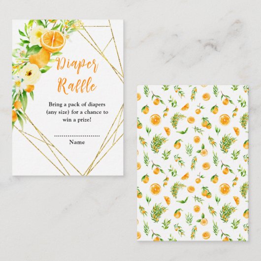 Orange Citrus Baby Duwer Windelwanne Begleitkarte (Vorne/Hinten)