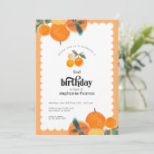 Orange Citrus Birthday Einladung (Stehend Vorderseite)