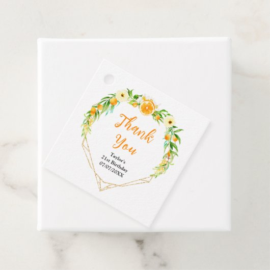Orange Citrus Birthday Party Danke Geschenkanhänger (Beispiel)