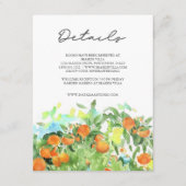 Orange Citrus Blossom Watercolor Hochzeitdetails Begleitkarte (Vorderseite)