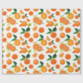 Orange Citrus Botanisches Muster Geschenkpapier (Flach)