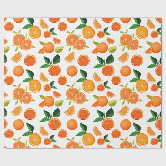 Orange Citrus Botanisches Muster Geschenkpapier (Flach)