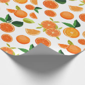 Orange Citrus Botanisches Muster Geschenkpapier (Ecke)